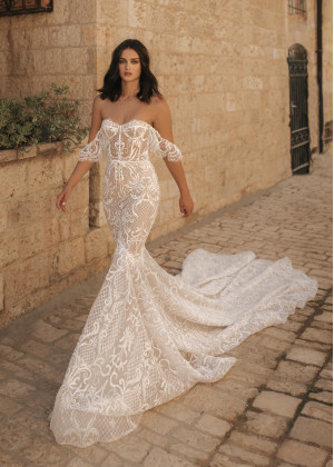 Off Shoulder Ivory Glitter Lace Fashionable Wedding Dress Off Shoulder Ivory Glitter Lace Fashionable Wedding Dress